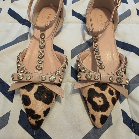 Kate Spade Flats Becca T-Strap Flats in Leopard Print Size 6 - Picture 6 of 9